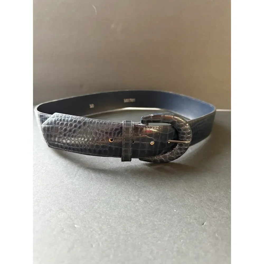 Vintage Astor Alligator Reptile Leather Belt Womens Size 10 Blue Classic Career